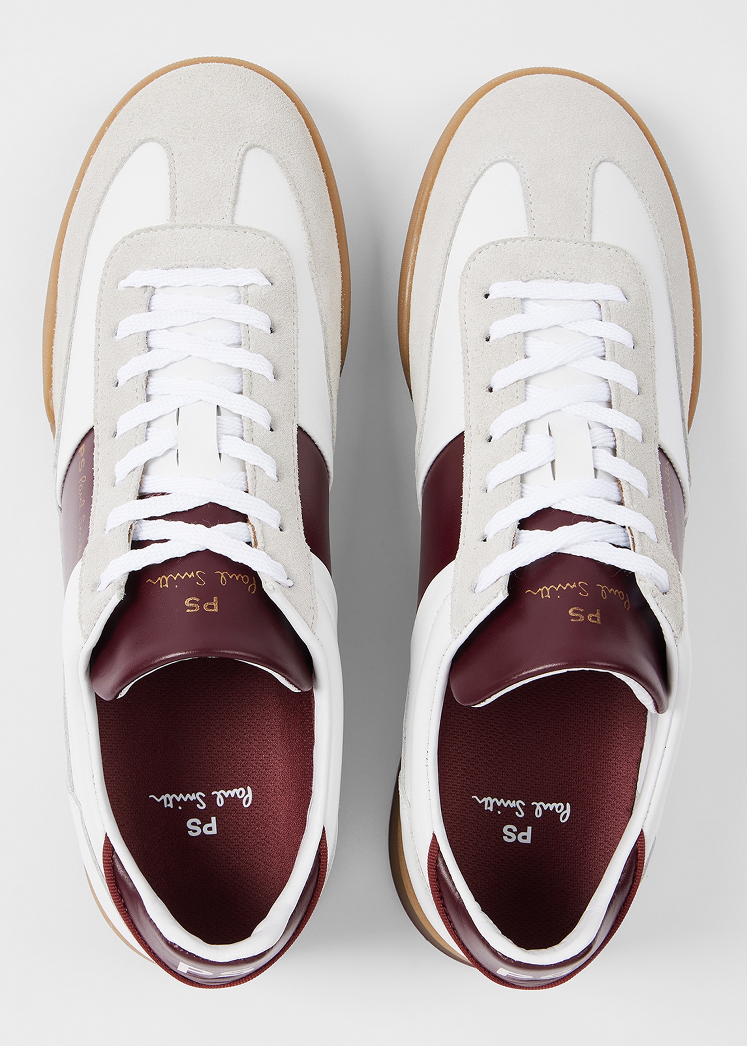 White And Bordeaux Leather 'Dover' Trainers - 6