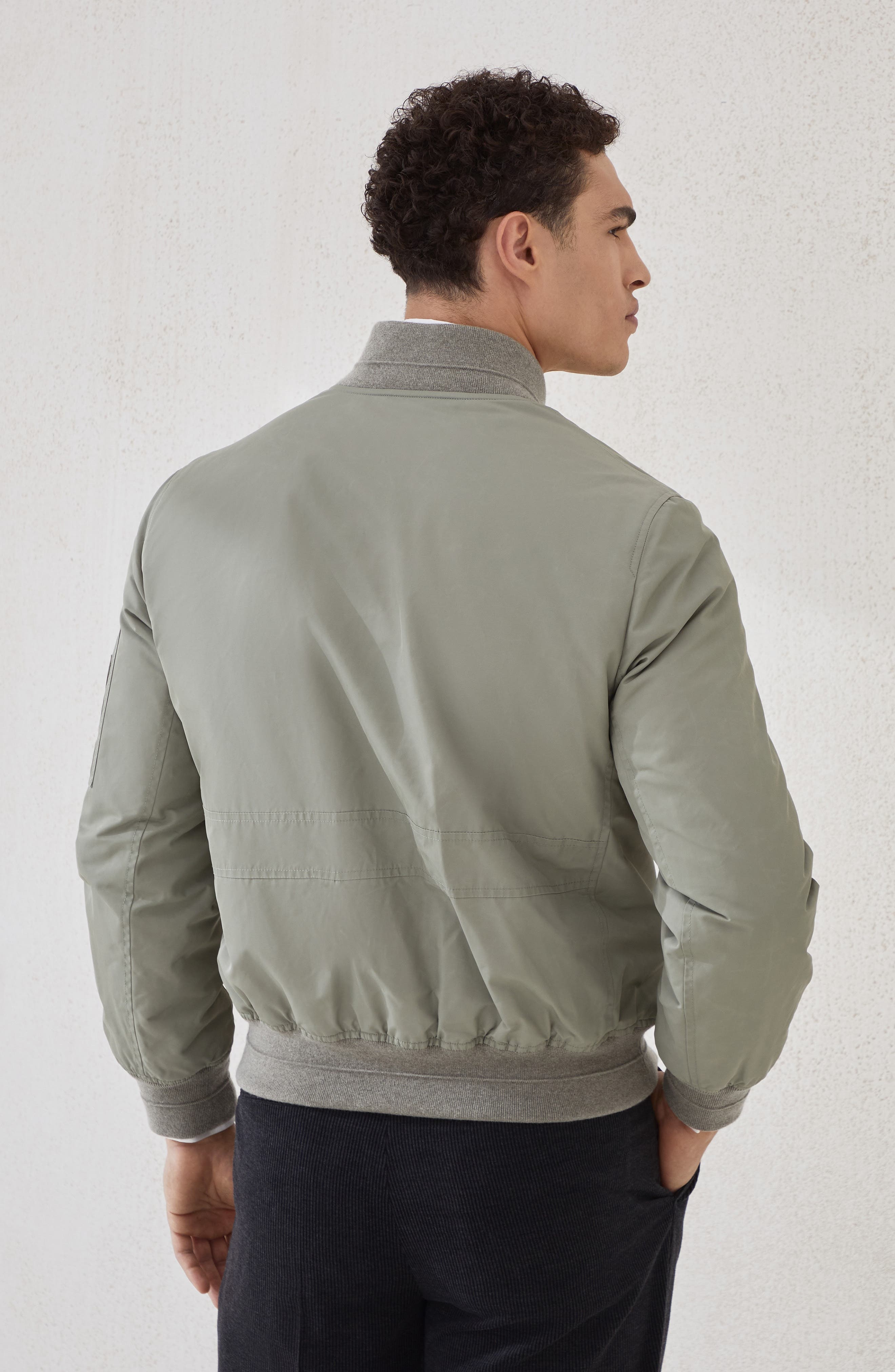 Brunello Cucinelli Bomber jacket with padding in Khaki at Nordstrom - 3