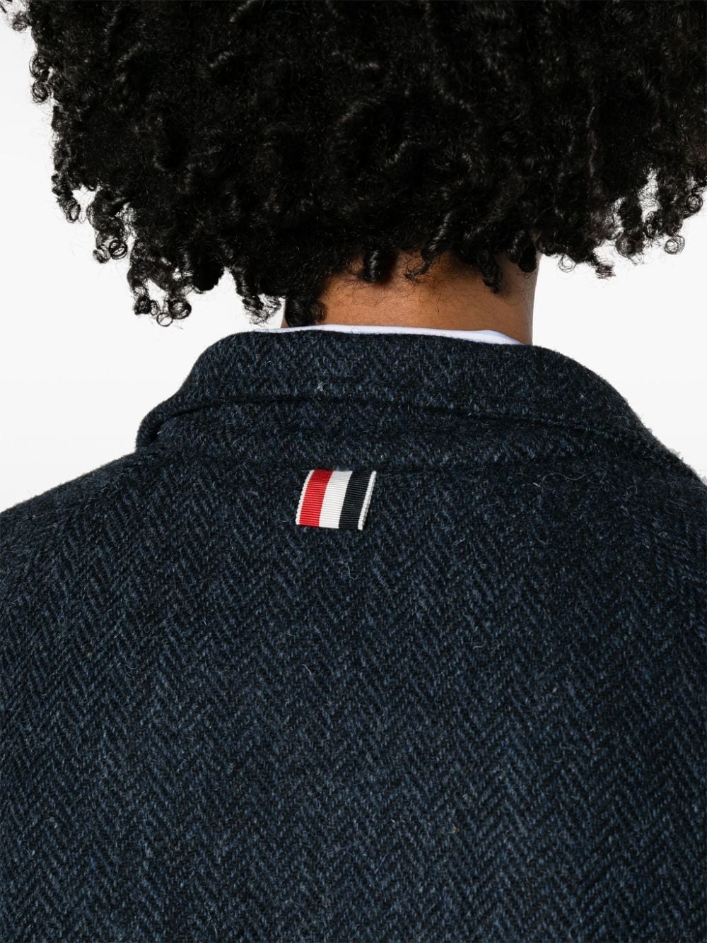 Harris-tweed funnel-neck coat - 5