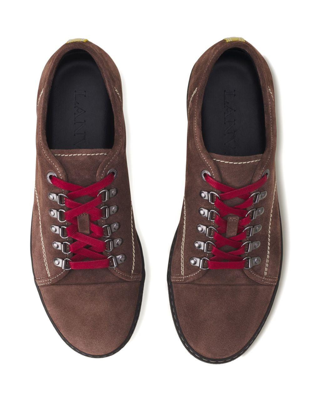 suede leather lace-up sneakers - 4