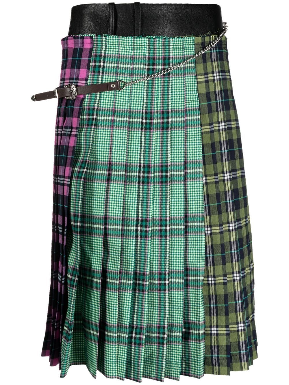 pleated plaid-patterned midi skirt - 1
