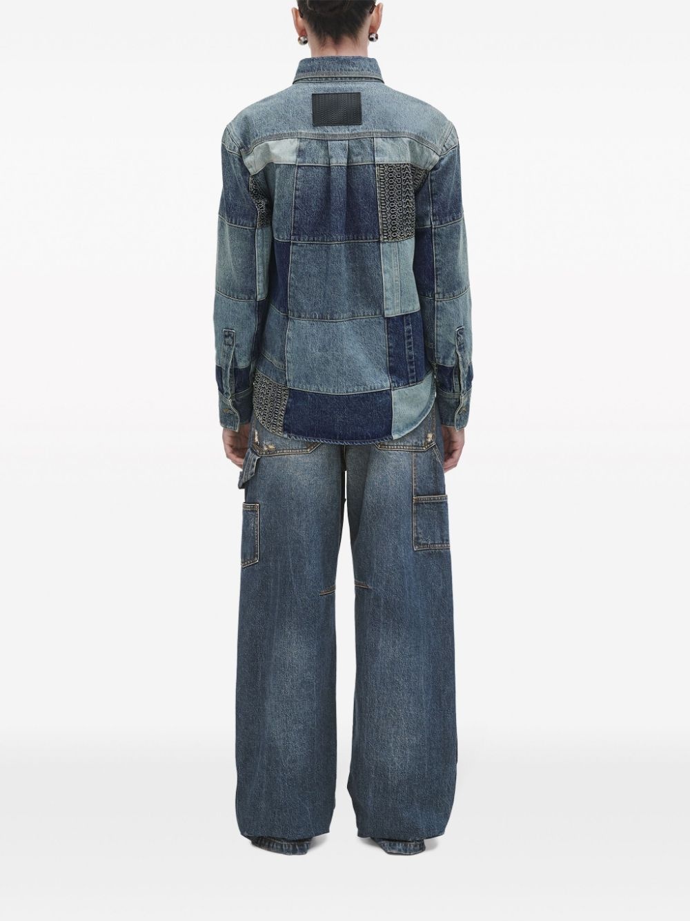 patchwork denim shirt - 4