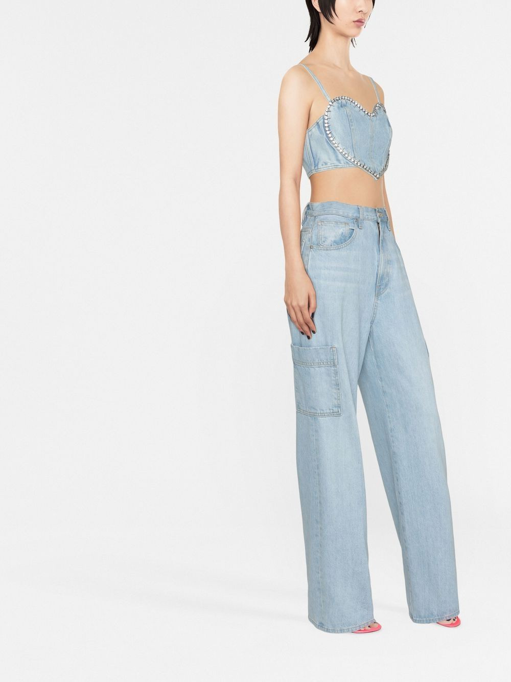crystal-embellished crop top - 3