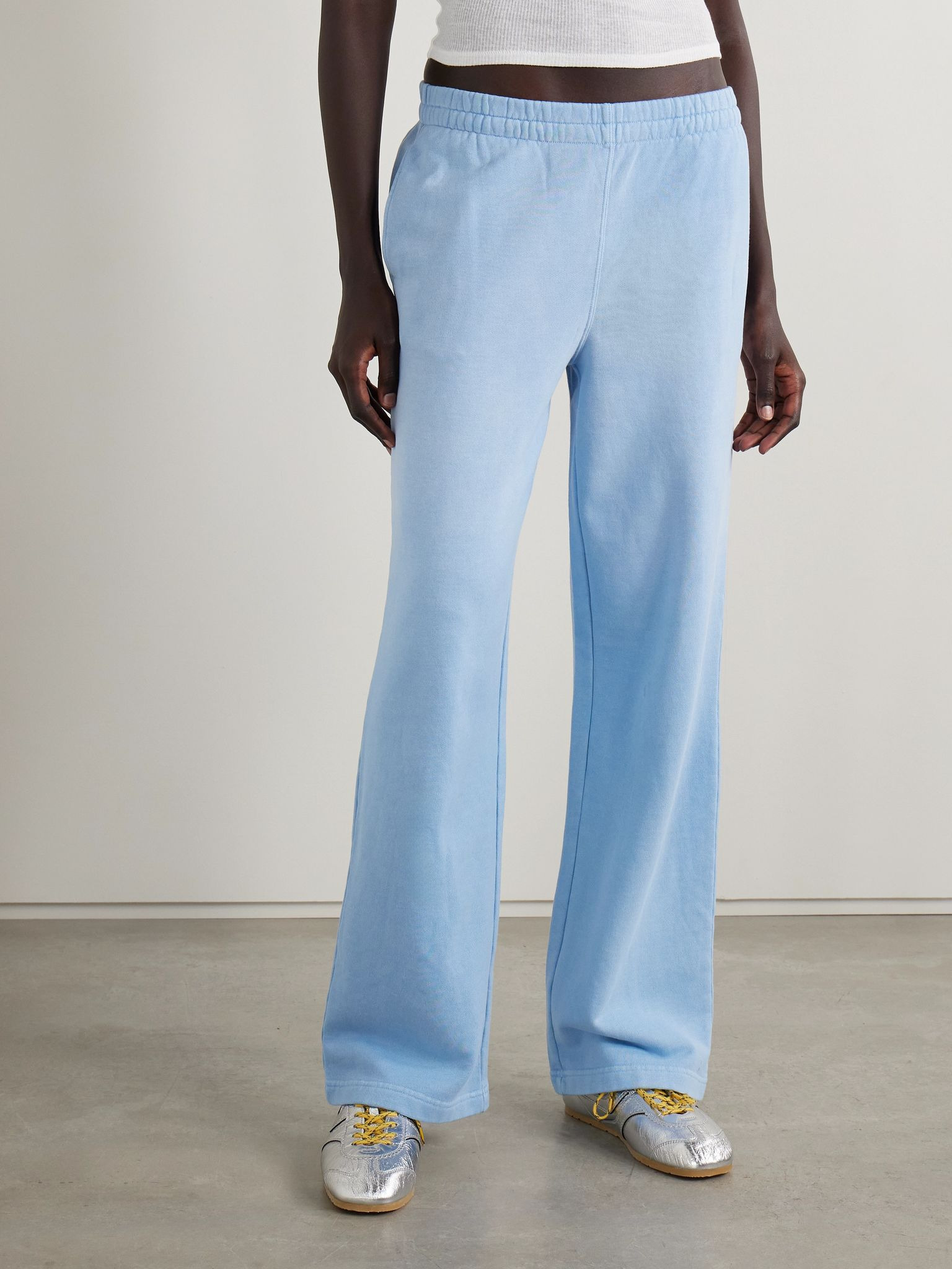 French Terry Low Rise Straight Leg Pants - Blue Bell Sky blue - 2