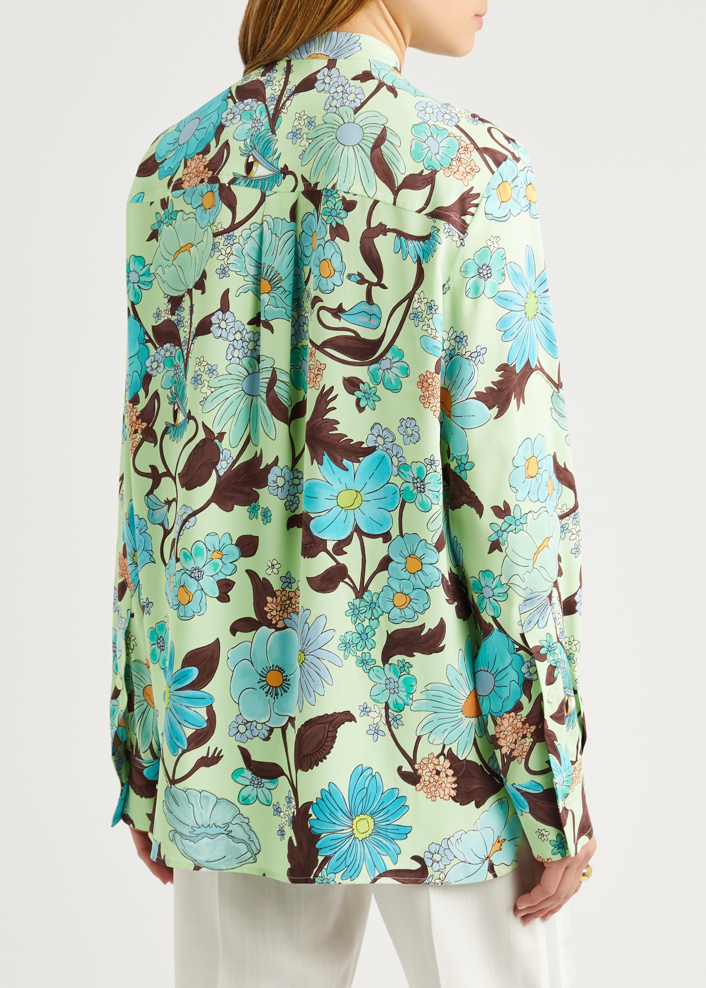 Floral-print matte satin shirt - 3