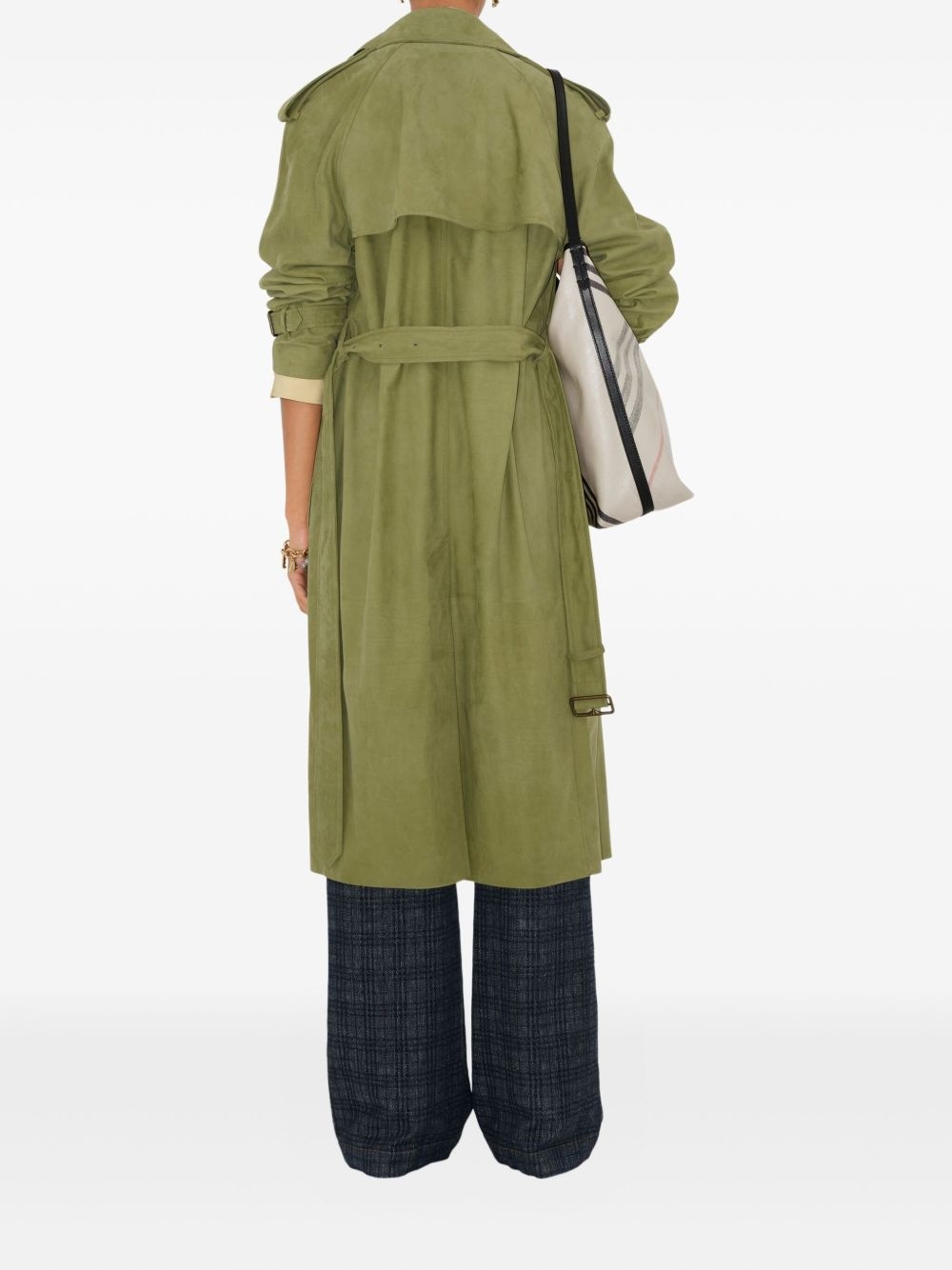 double-breasted belted trench coat - 4