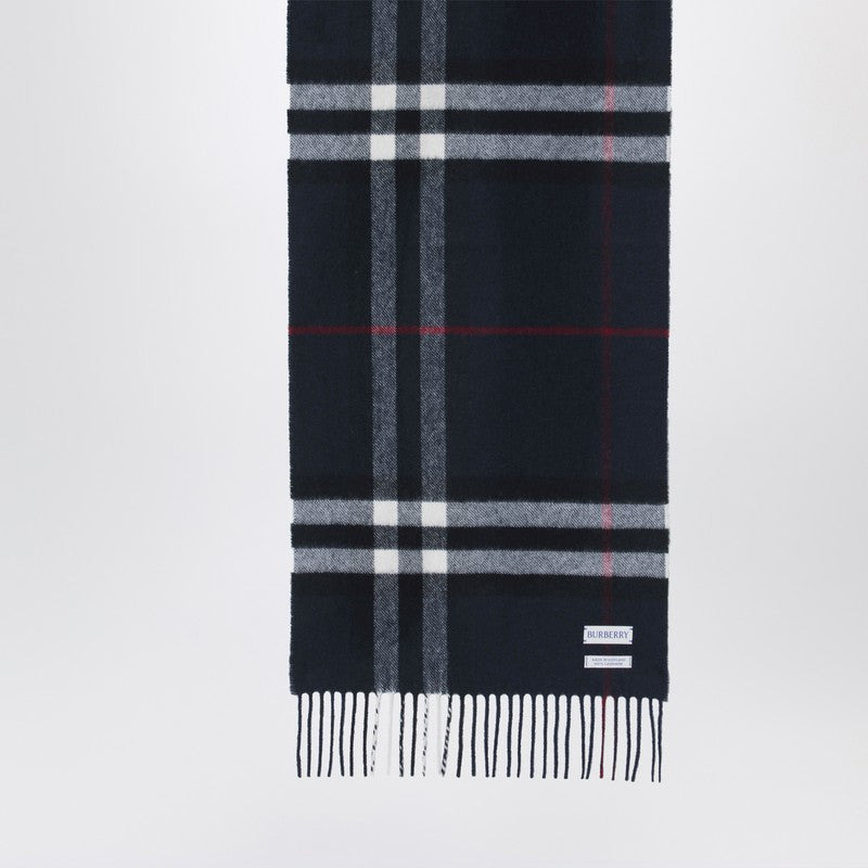 Burberry Dark Blue Cashmere Scarf With Check Pattern Men - 2