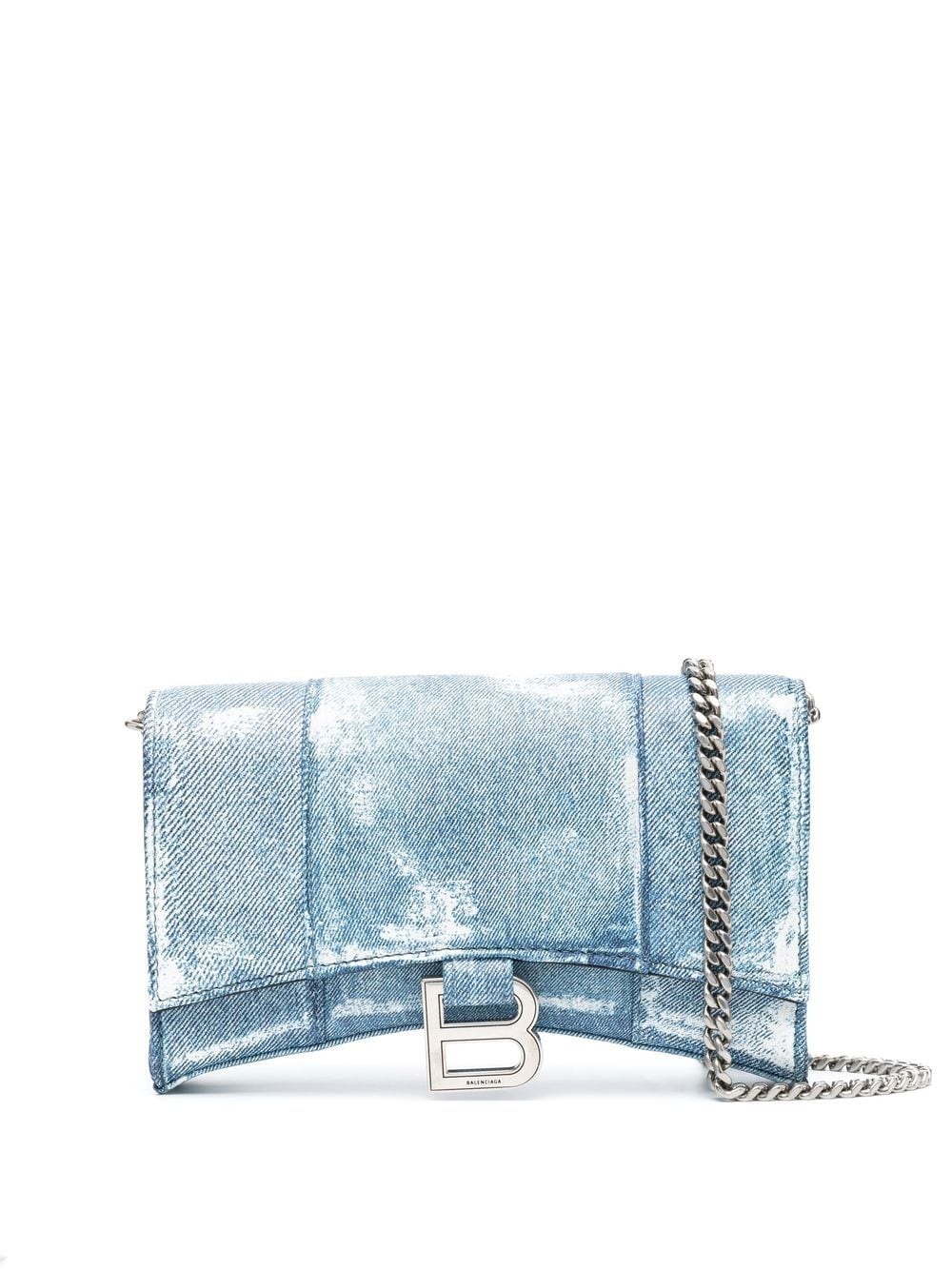 Hourglass denim chain wallet bag - 1