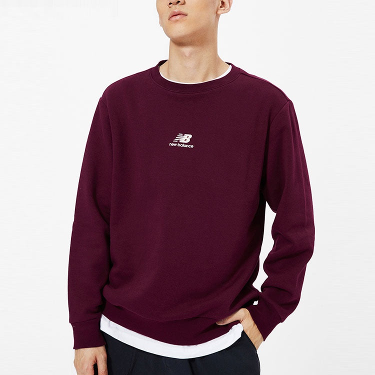 New Balance Men's New Balance Logo Round Neck Long Sleeves Wine Red AMT13343-BG - 3