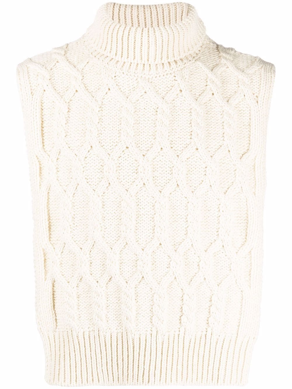 cable-knit high-neck bib - 1