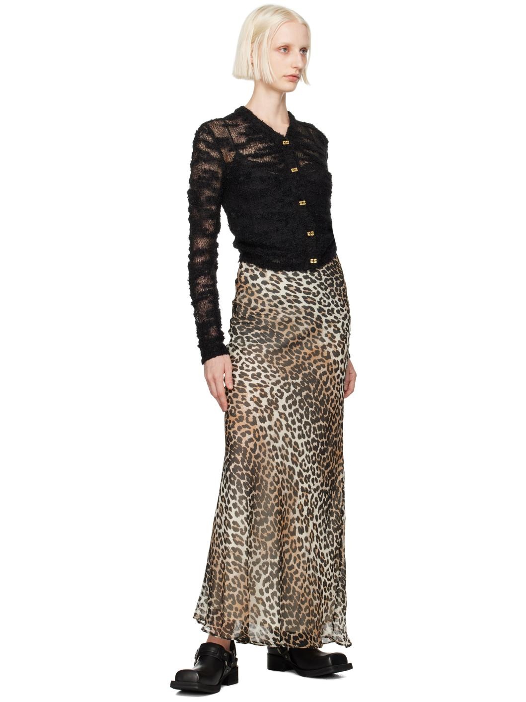 Brown Leopard Print Maxi Skirt - 4