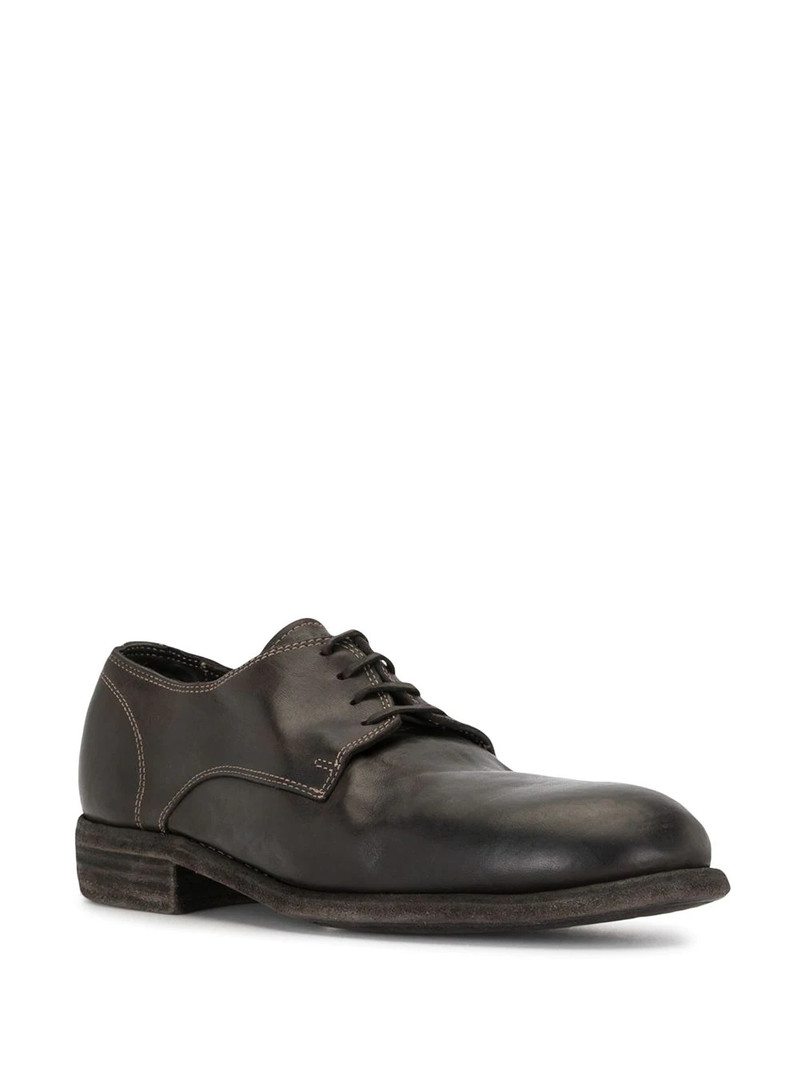 Guidi contrast stitch derby shoes outlook