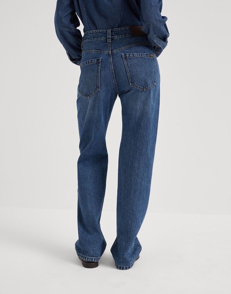Brunello Cucinelli Authentic denim straight trousers with monili outlook