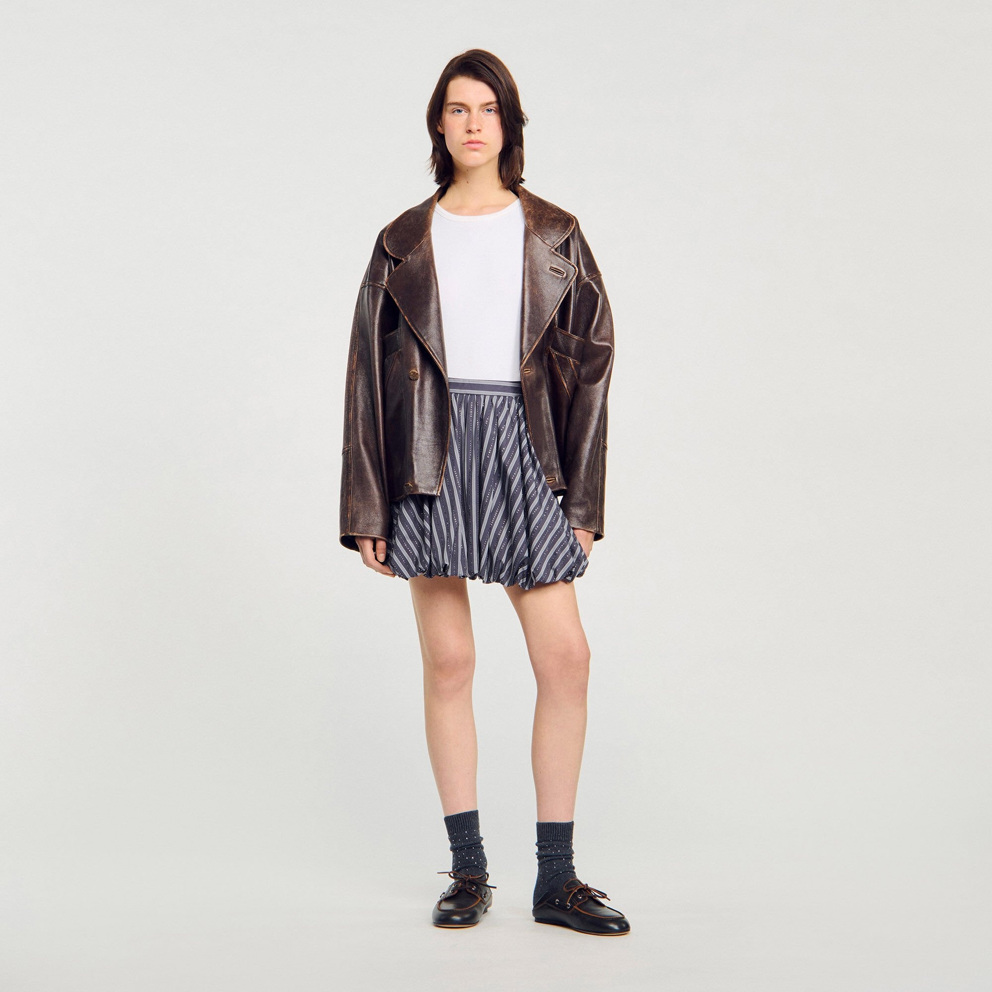 STRIPED RHINESTONE BUBBLE SKIRT - 6