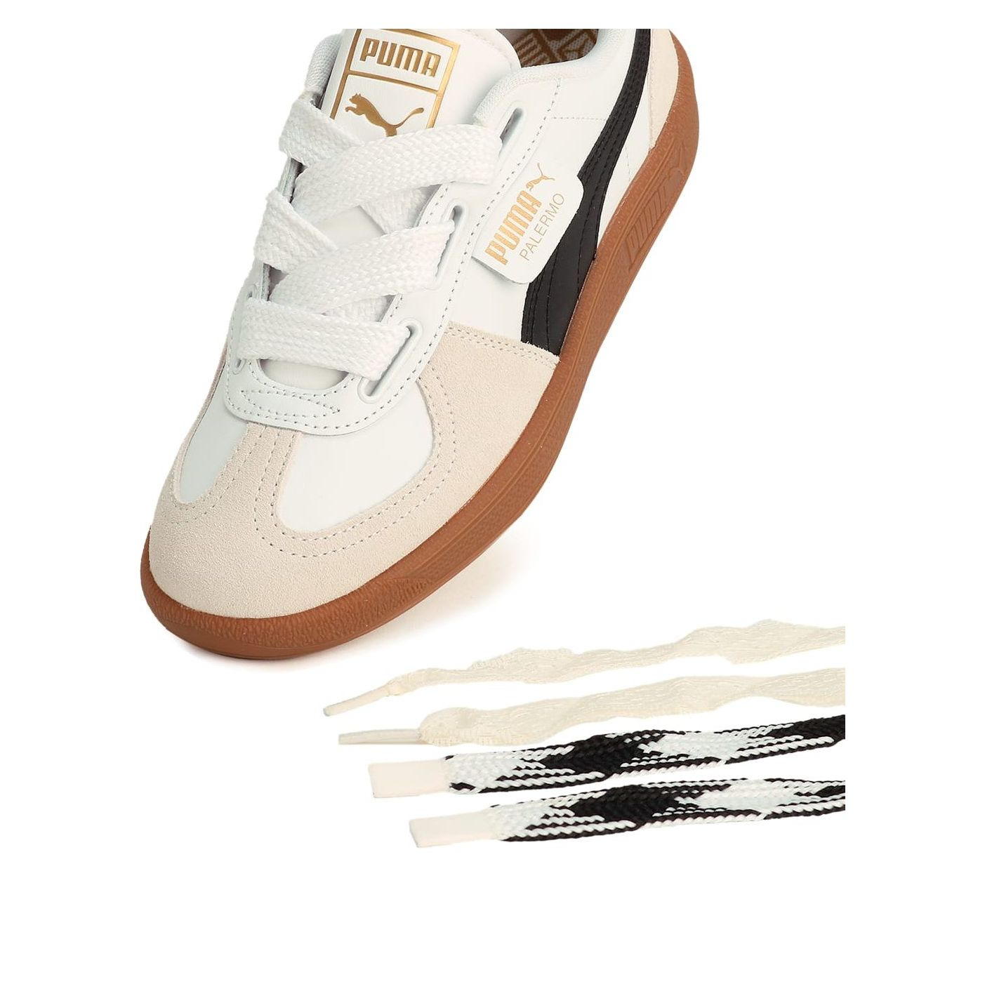 (WMNS) Puma Palermo Wide Lace SD 'White Black Vapor Grey' 402109-01 - 5