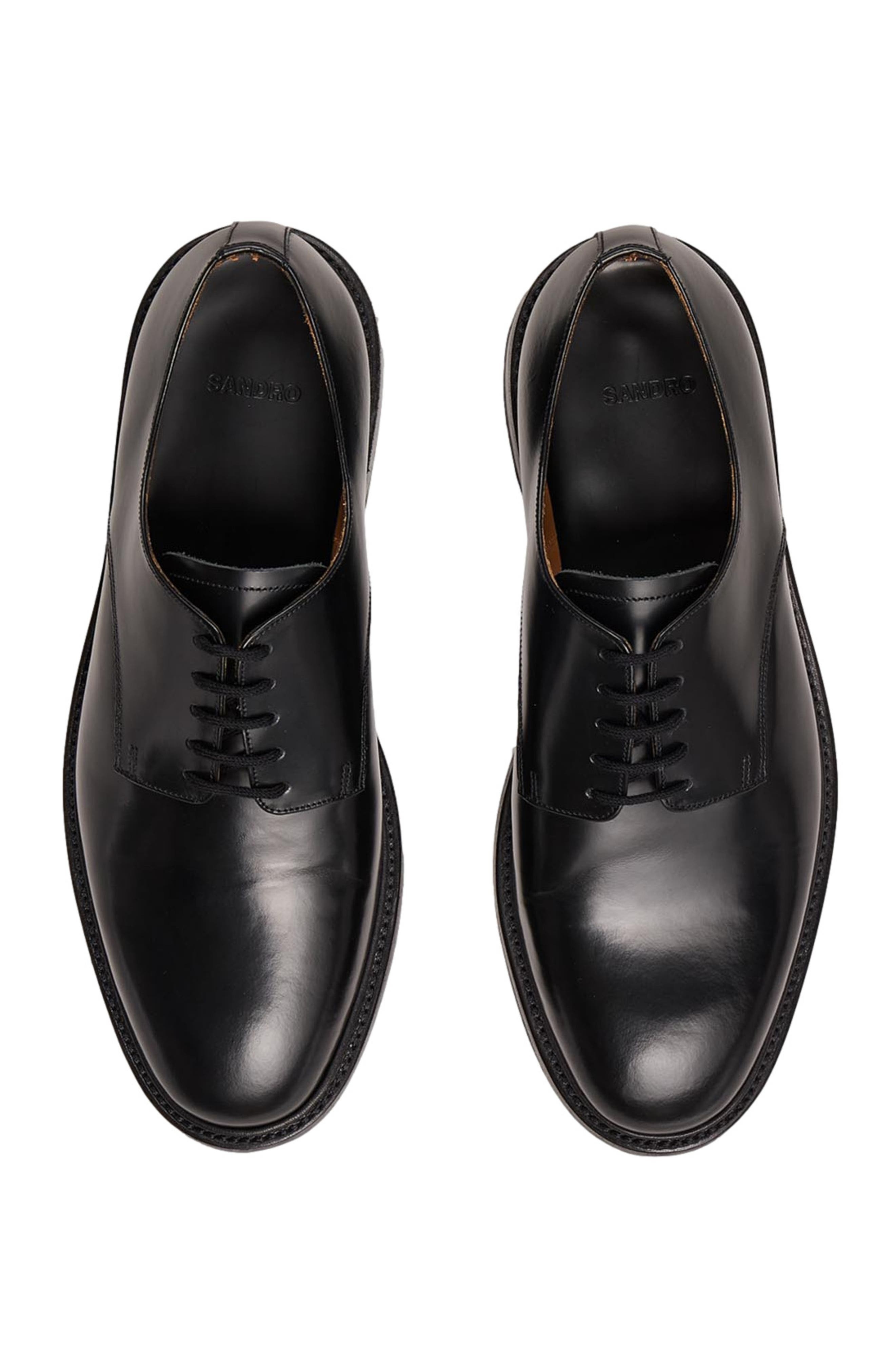 SANDRO Glazed leather derbies in Black at Nordstrom - 3