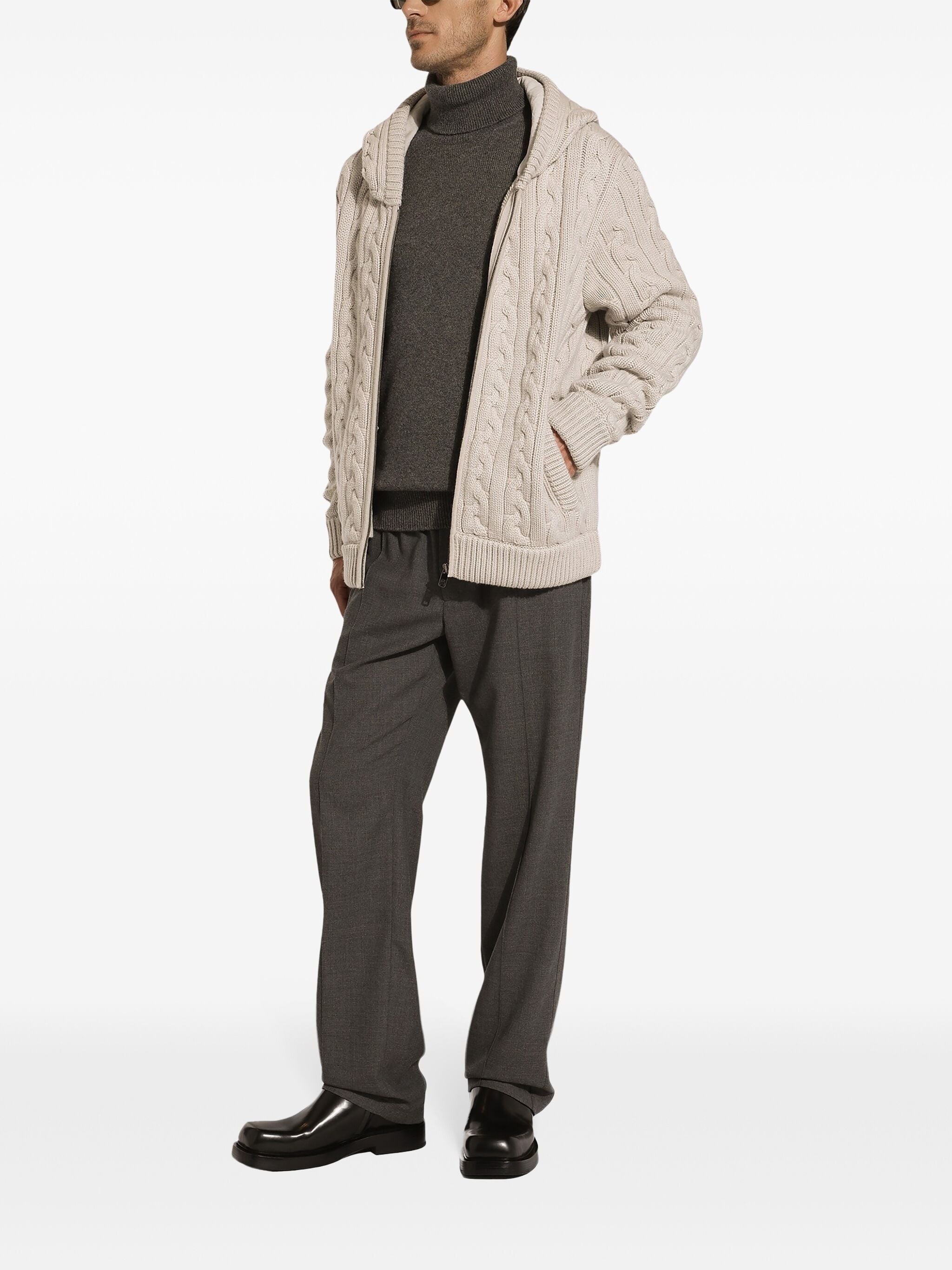 CABLE-KNIT HOODIE - 3