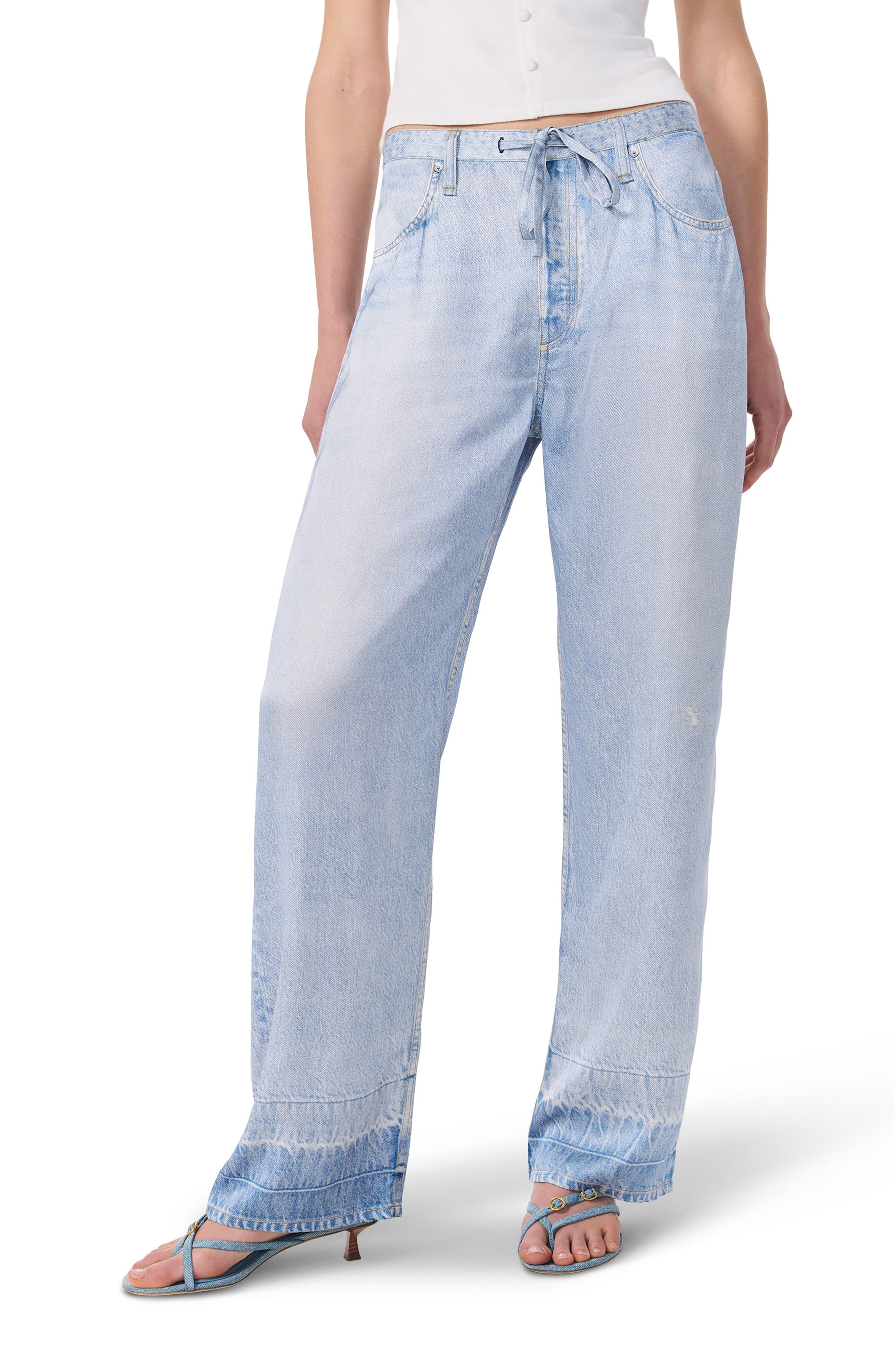 rag & bone Miramar Phoebe Faux Denim Satin Pants in Mica at Nordstrom - 1