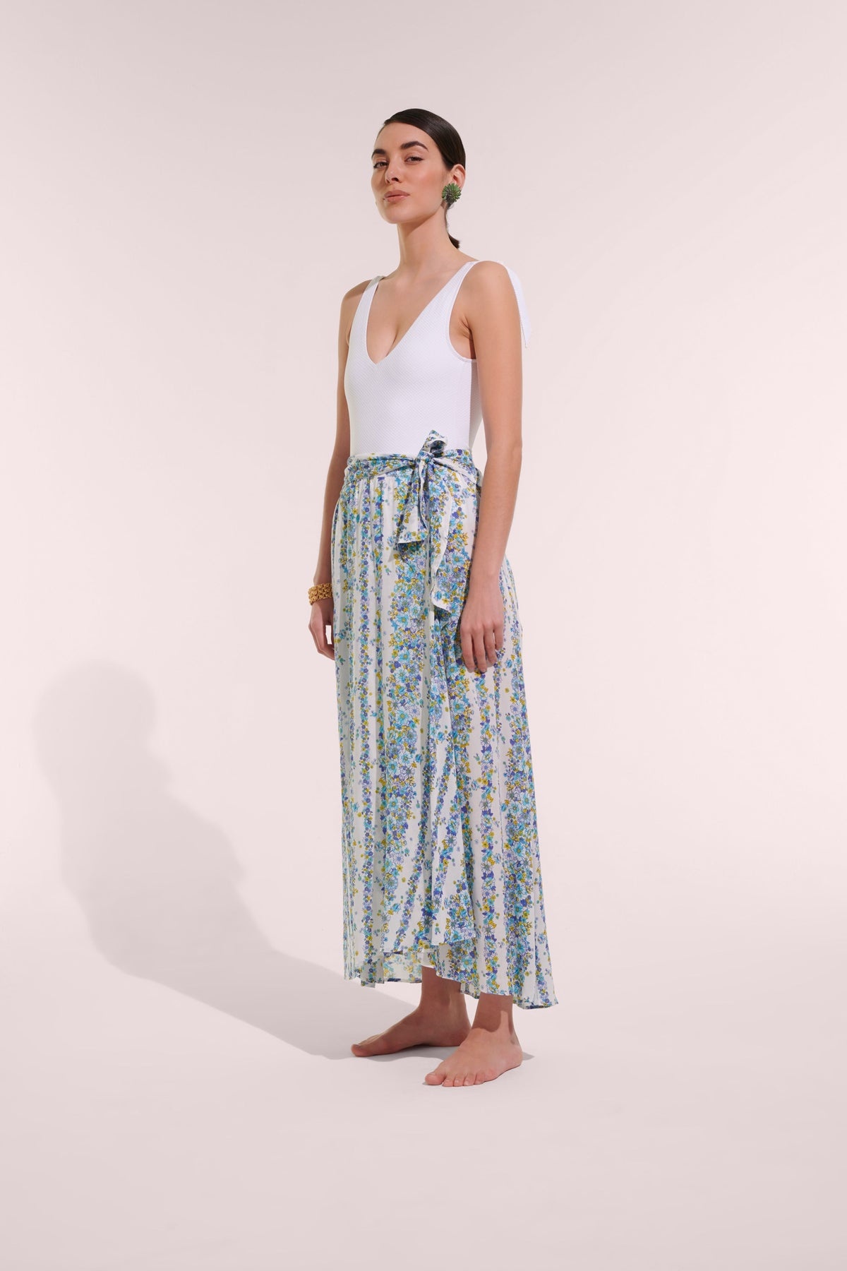 Long Skirt Bilitis - Blue Waves Flowers - 1