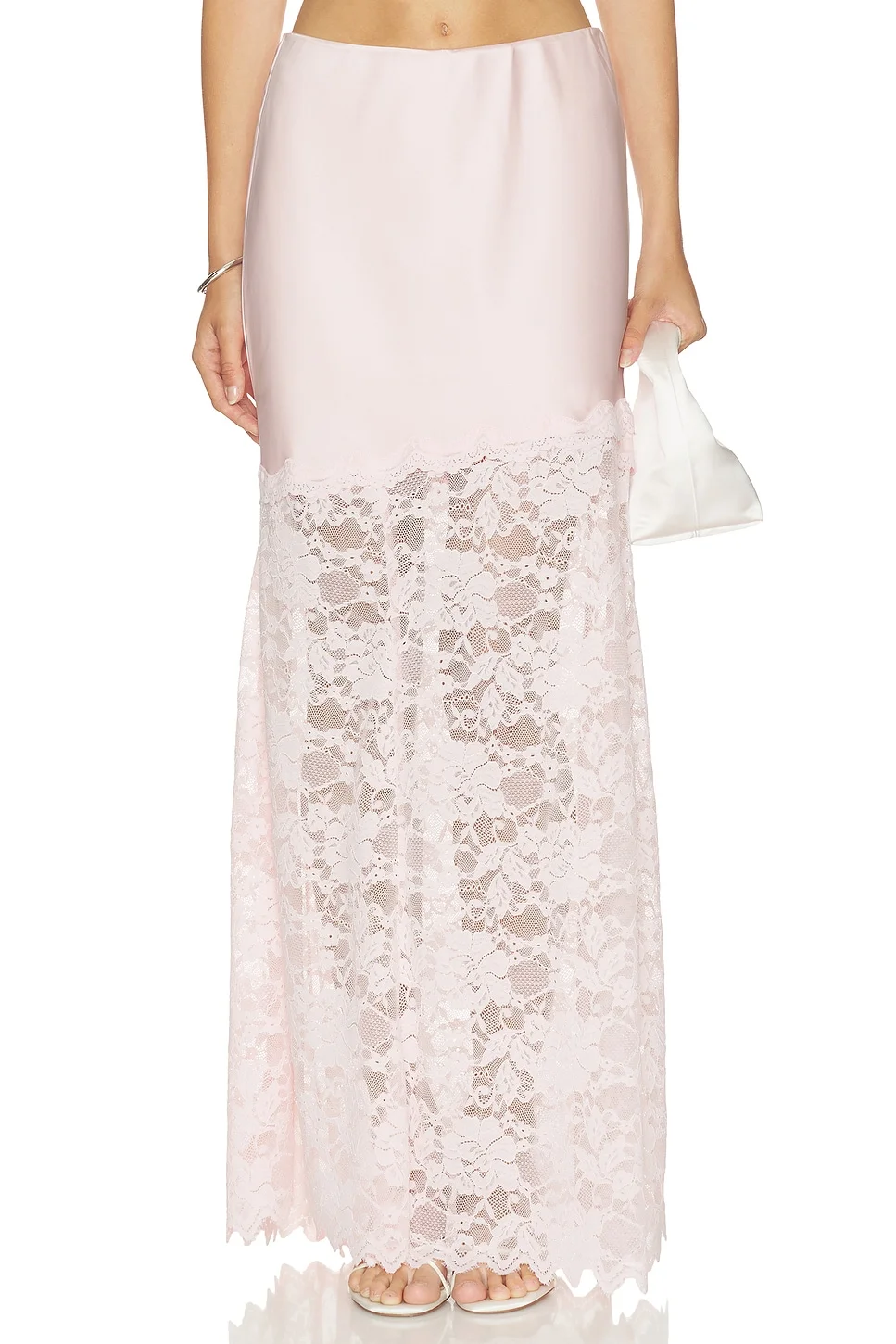 Perrine Lace Combo Satin Skirt - 1