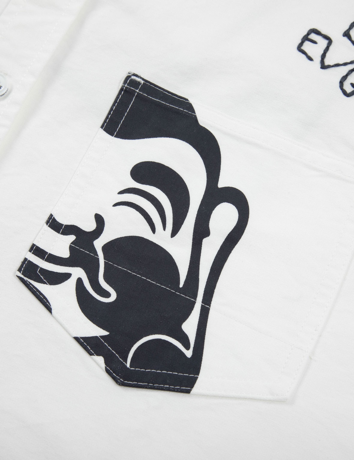 GODHEAD PRINT AND PATCHWORK SEAGULL LOOSE FIT SHIRT - 8