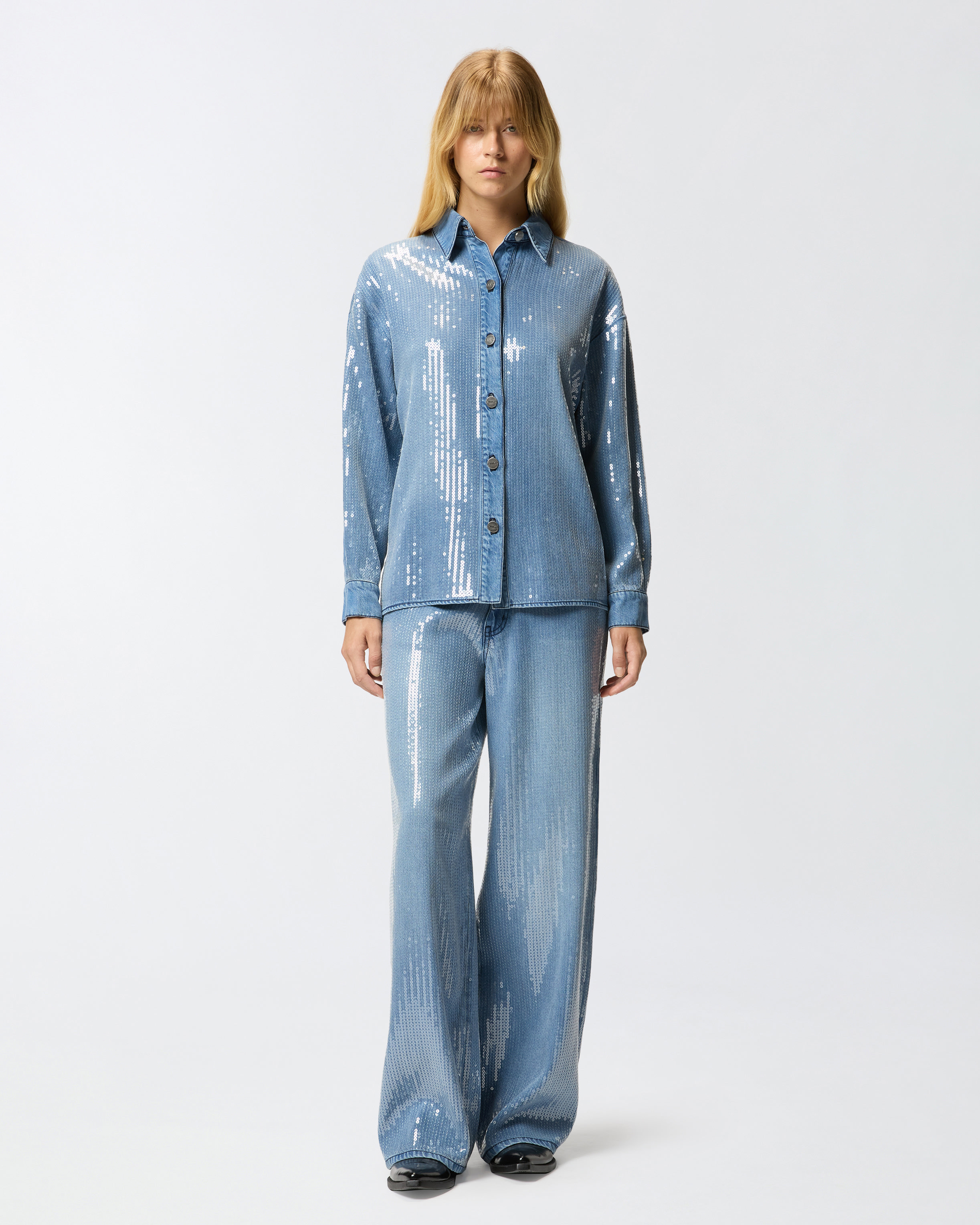 FULLY SEQUINNED DENIM OVERSHIRT - 3