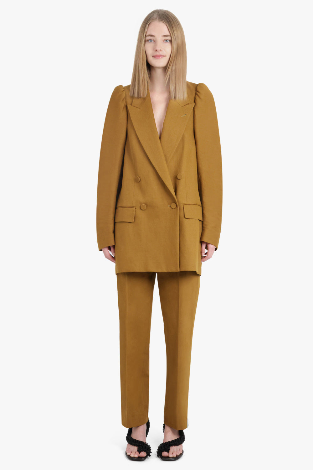 BLINKY DOUBLE BREASTED LONG JACKET | UMBER - 3