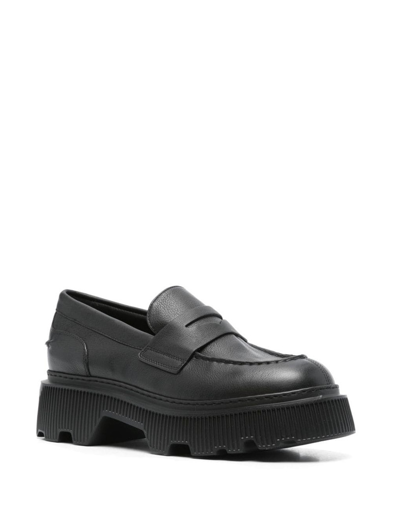 Santoni leather loafers outlook