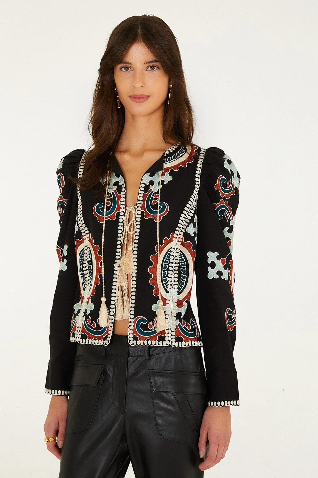 Fantasy Embroidered Long Sleeve Blouse - 1