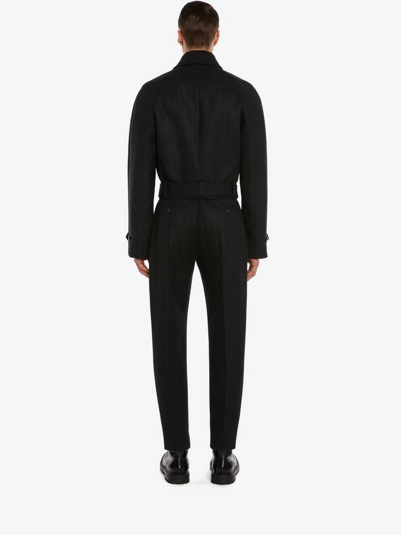 Herringbone Cropped Coat in Charcoal 4