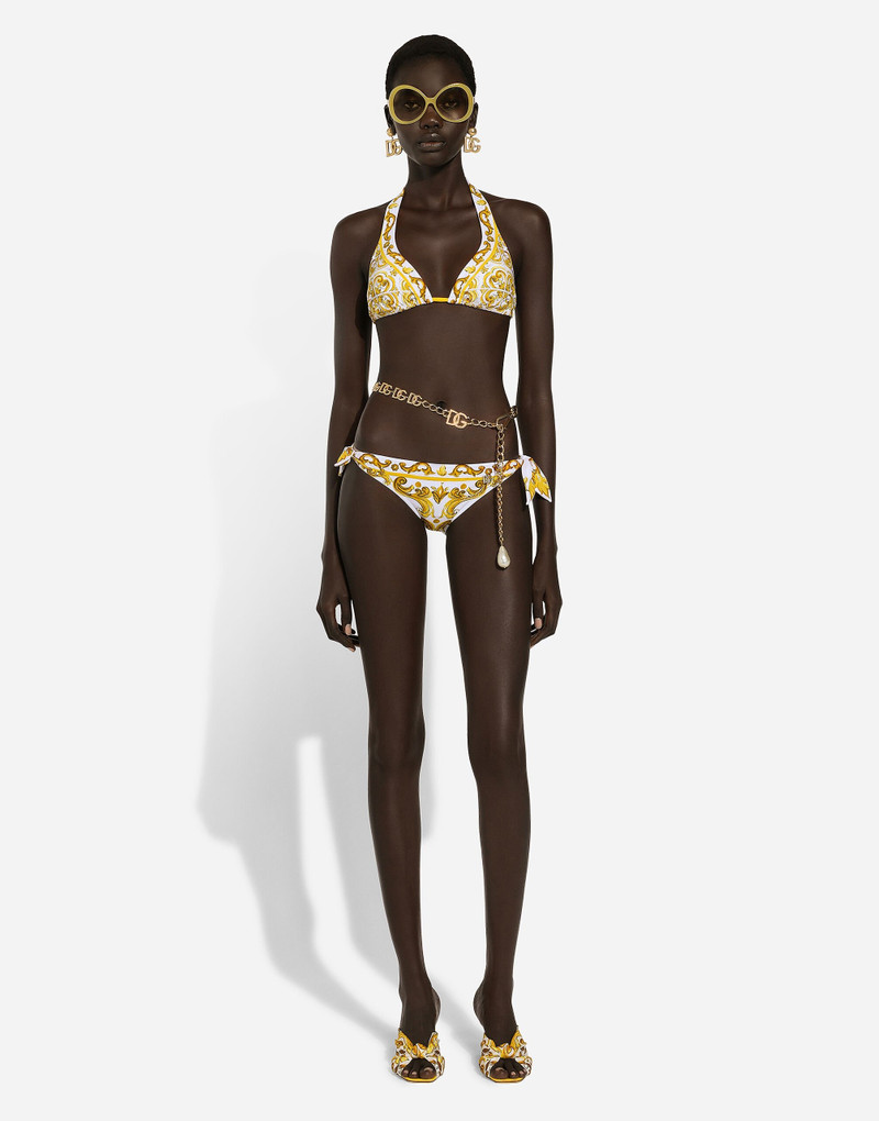 Dolce & Gabbana Majolica-print padded triangle bikini outlook