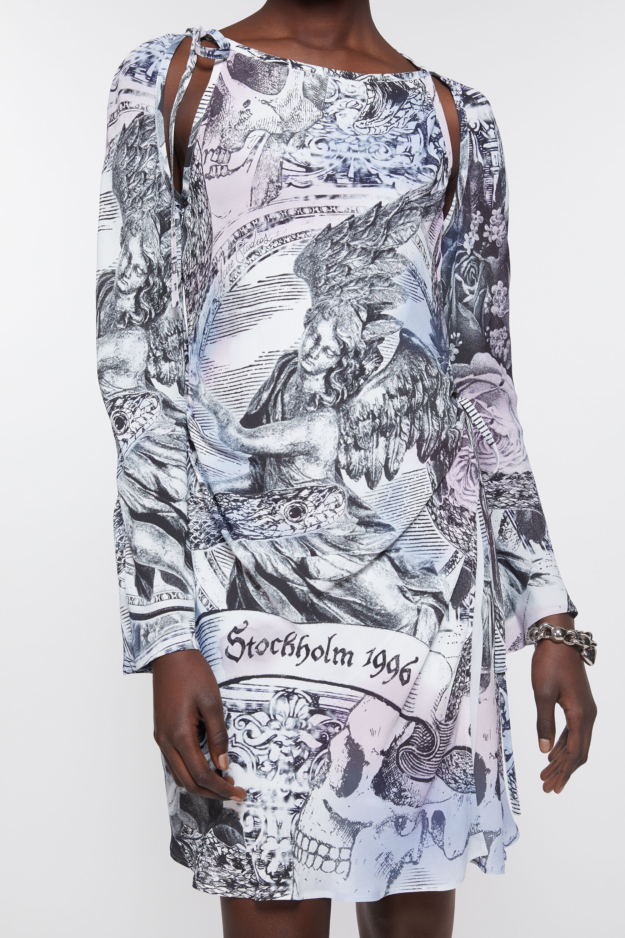 Acne Studios Printed wrap dress - Multi grey | REVERSIBLE