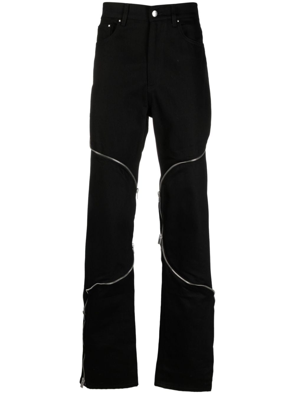 zip-embellished straight-leg jeans - 1