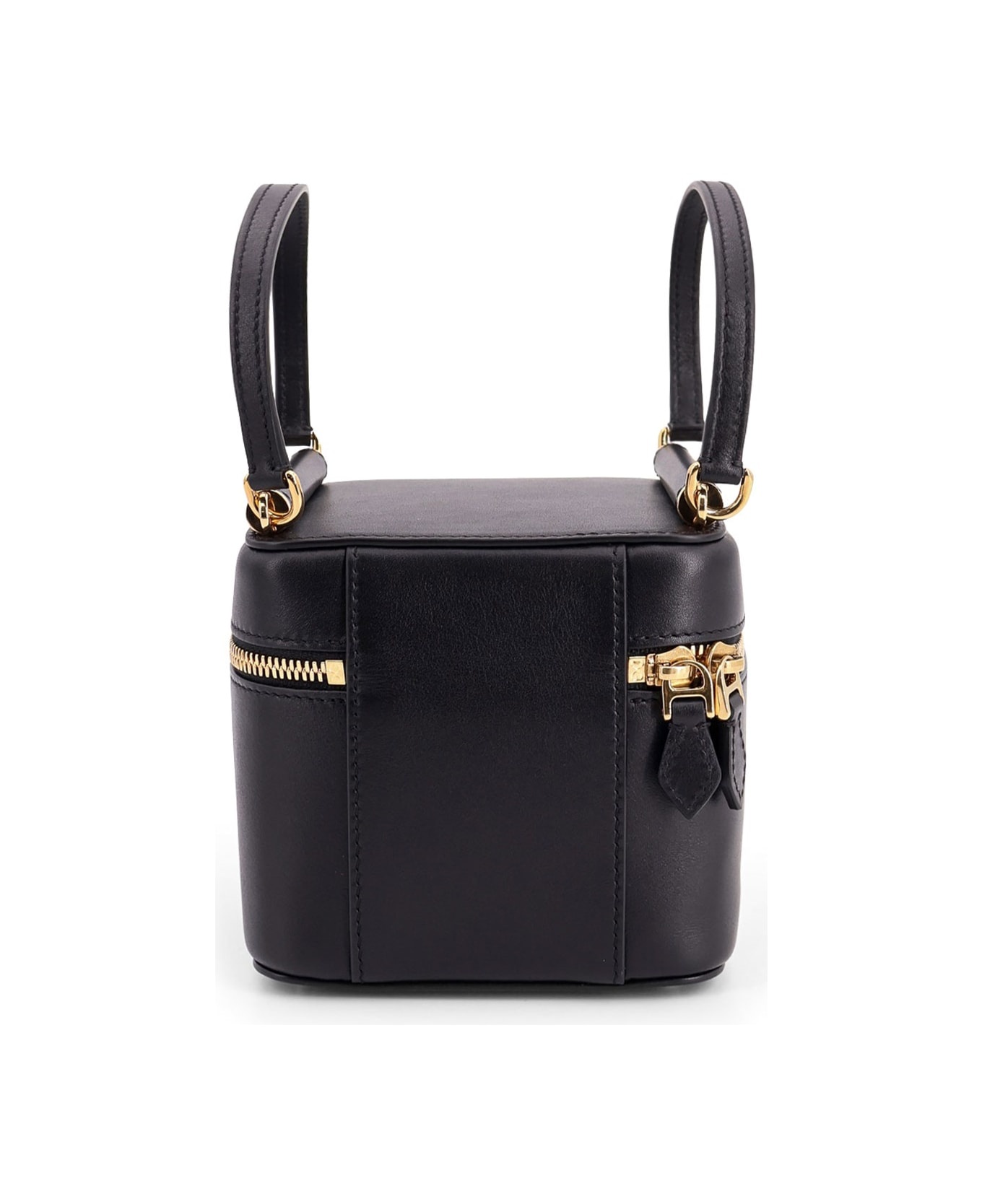 Black Leather Sicily Cube Handbag - 2