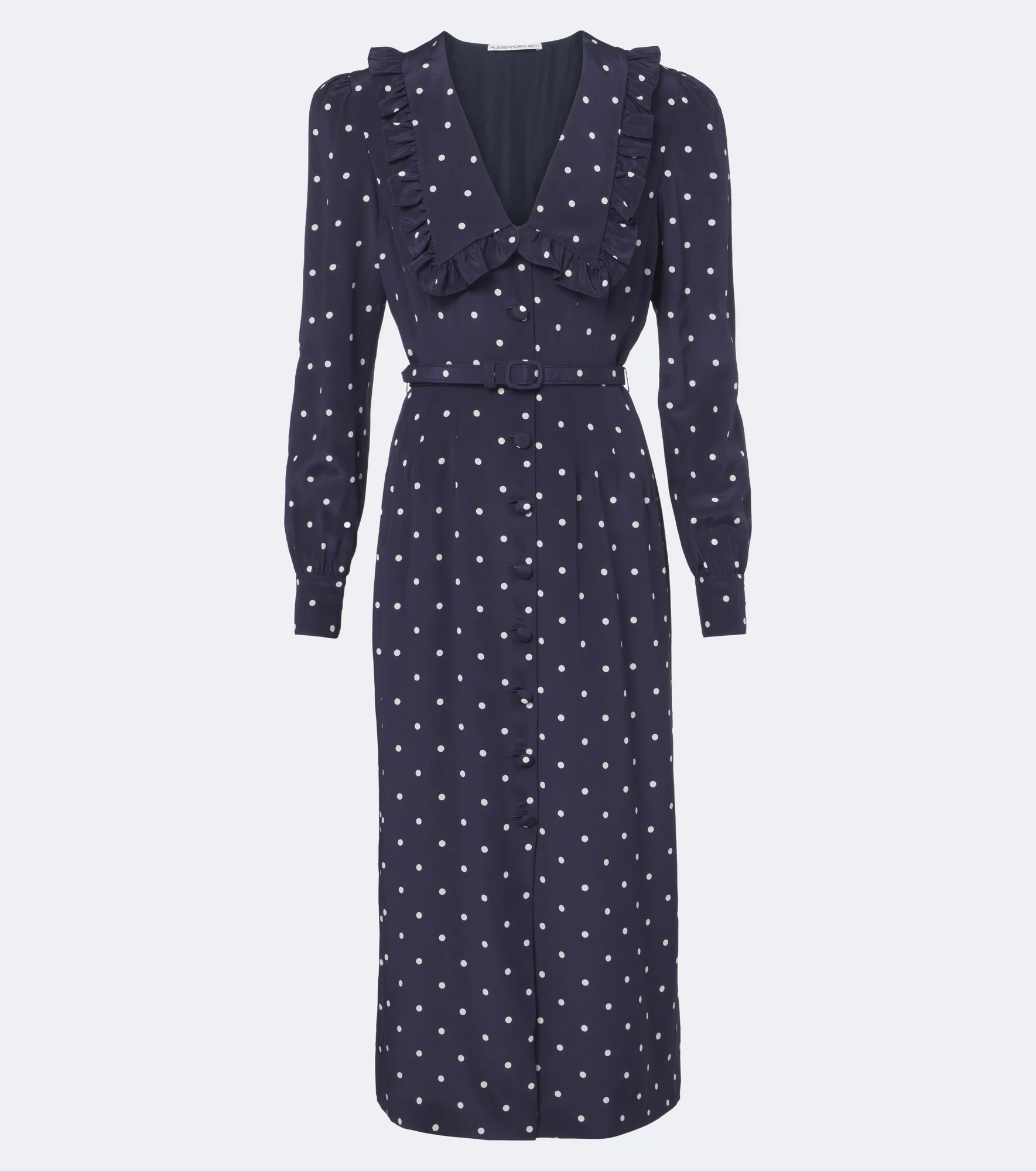 Belted polka-dot silk midi dress - 1