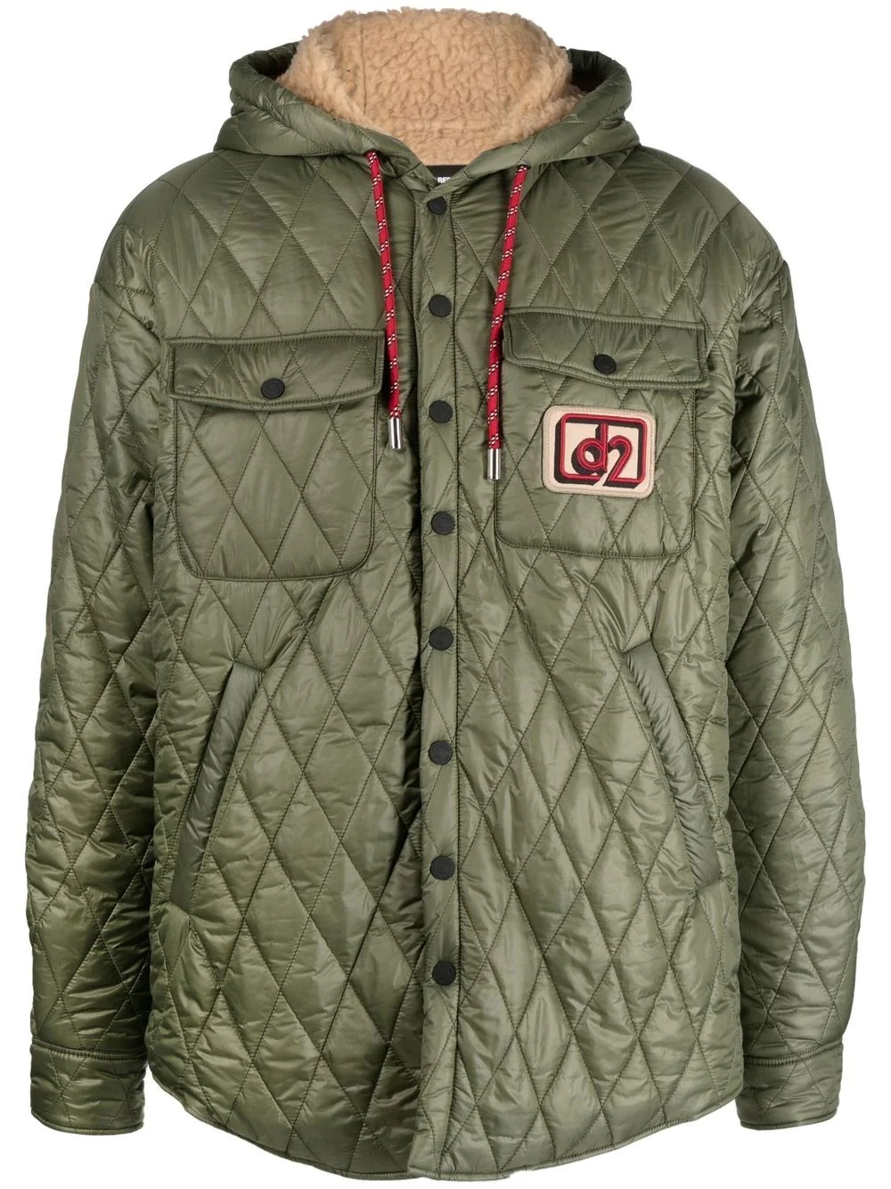 logo-patch quilted jacket - 1