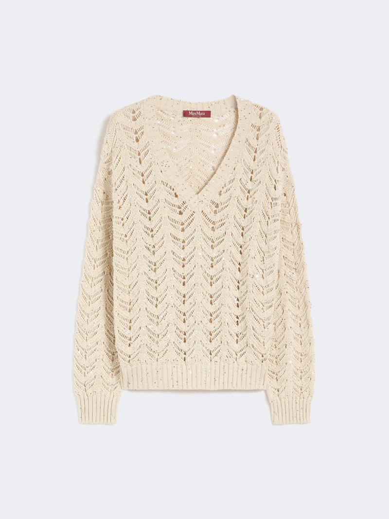 FELINO Cotton yarn and sequin sweater - BEIGE 1