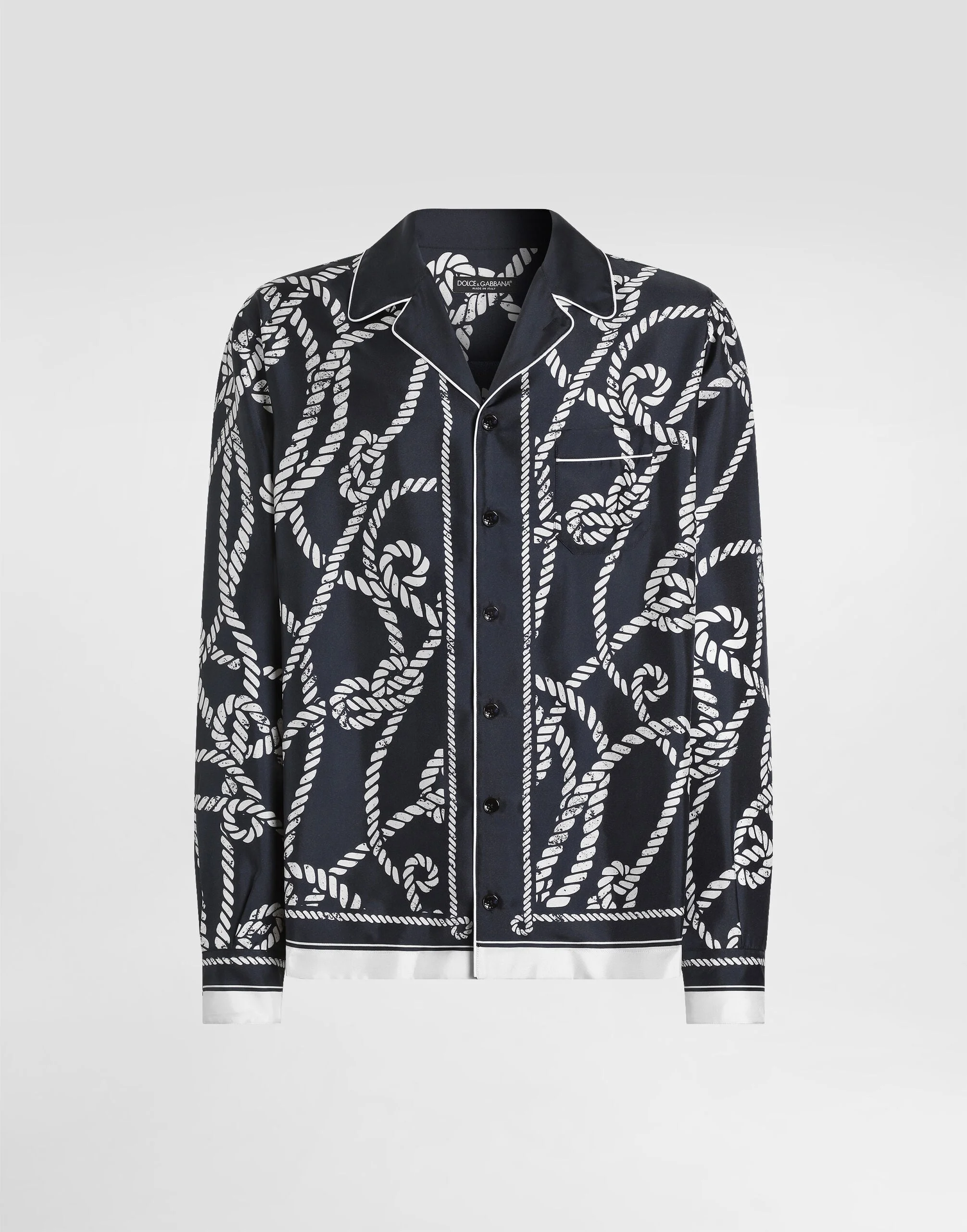 Marina-print silk twill shirt - 1