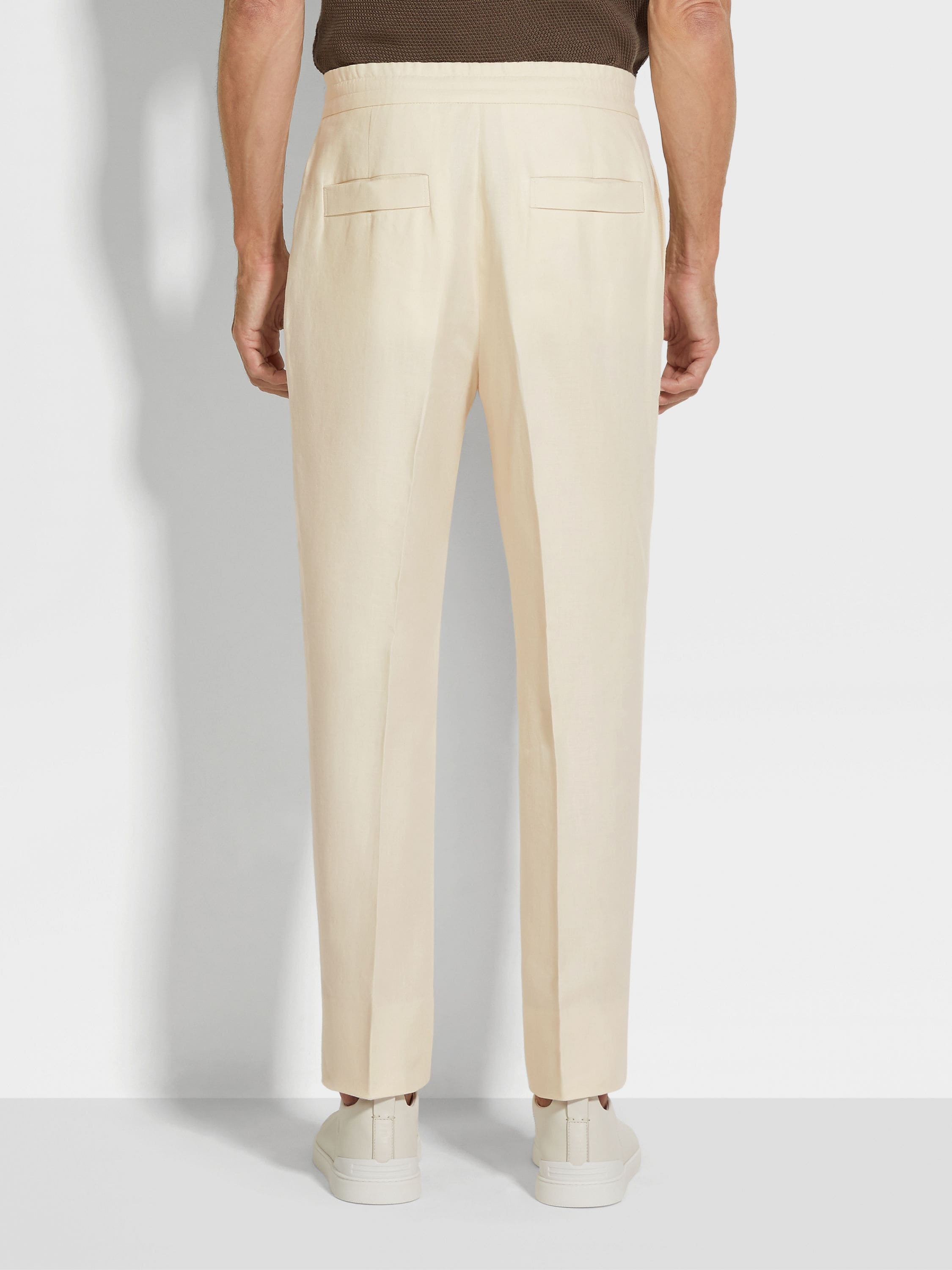 WHITE OASI LINO PANTS - 6