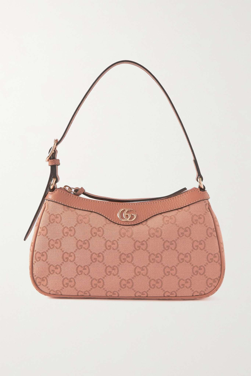 Ophidia mini leather-trimmed canvas-jacquard shoulder bag - 1