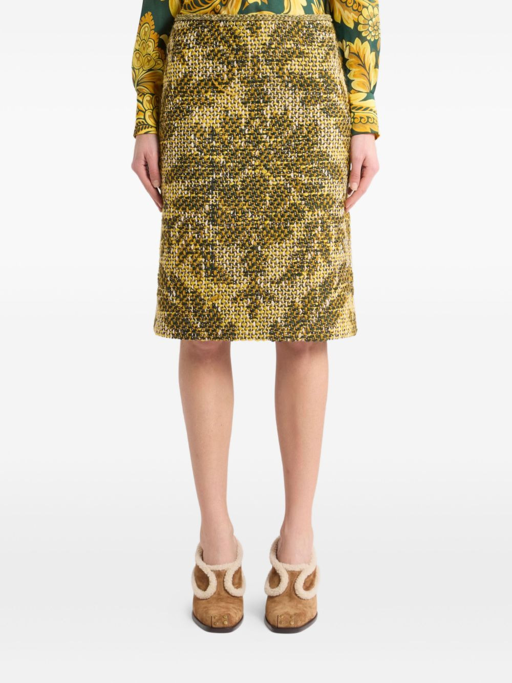 jacquard basketweave skirt - 3