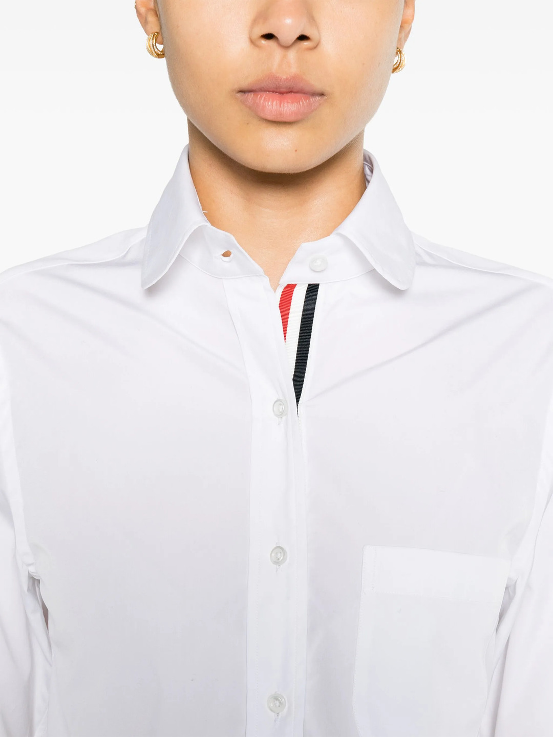 Poplin Classic Round Collar Cropped Shirt Women - 5