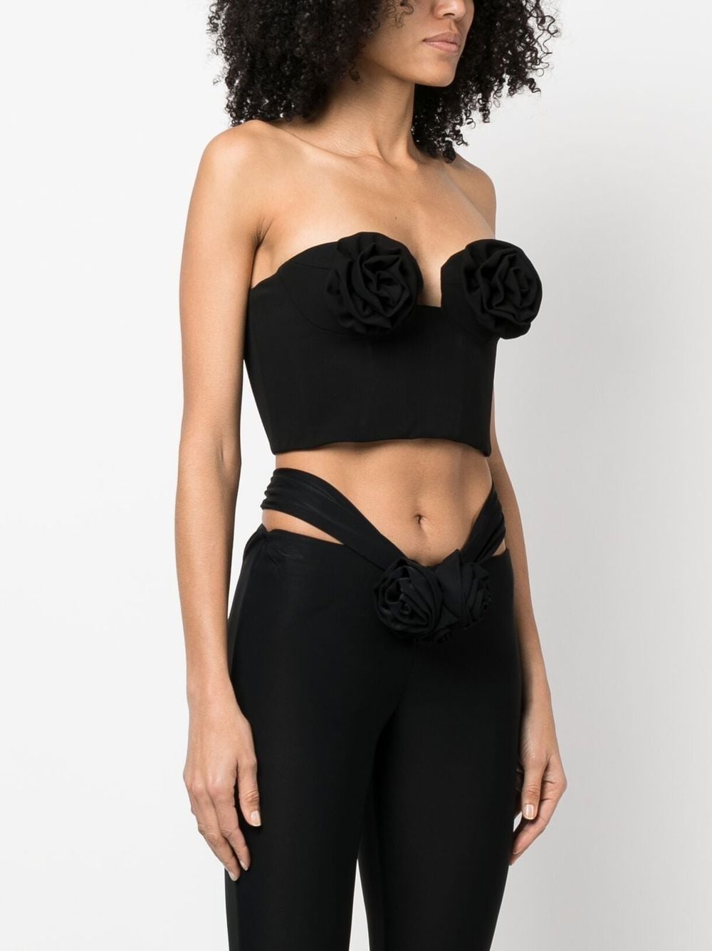 flower applique bustier-style top - 3