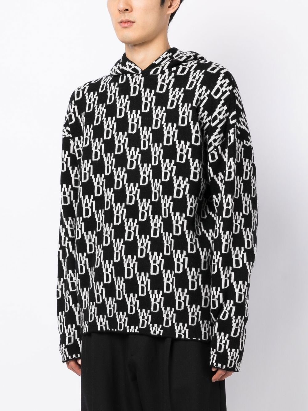 monogram knitted hoodie - 4