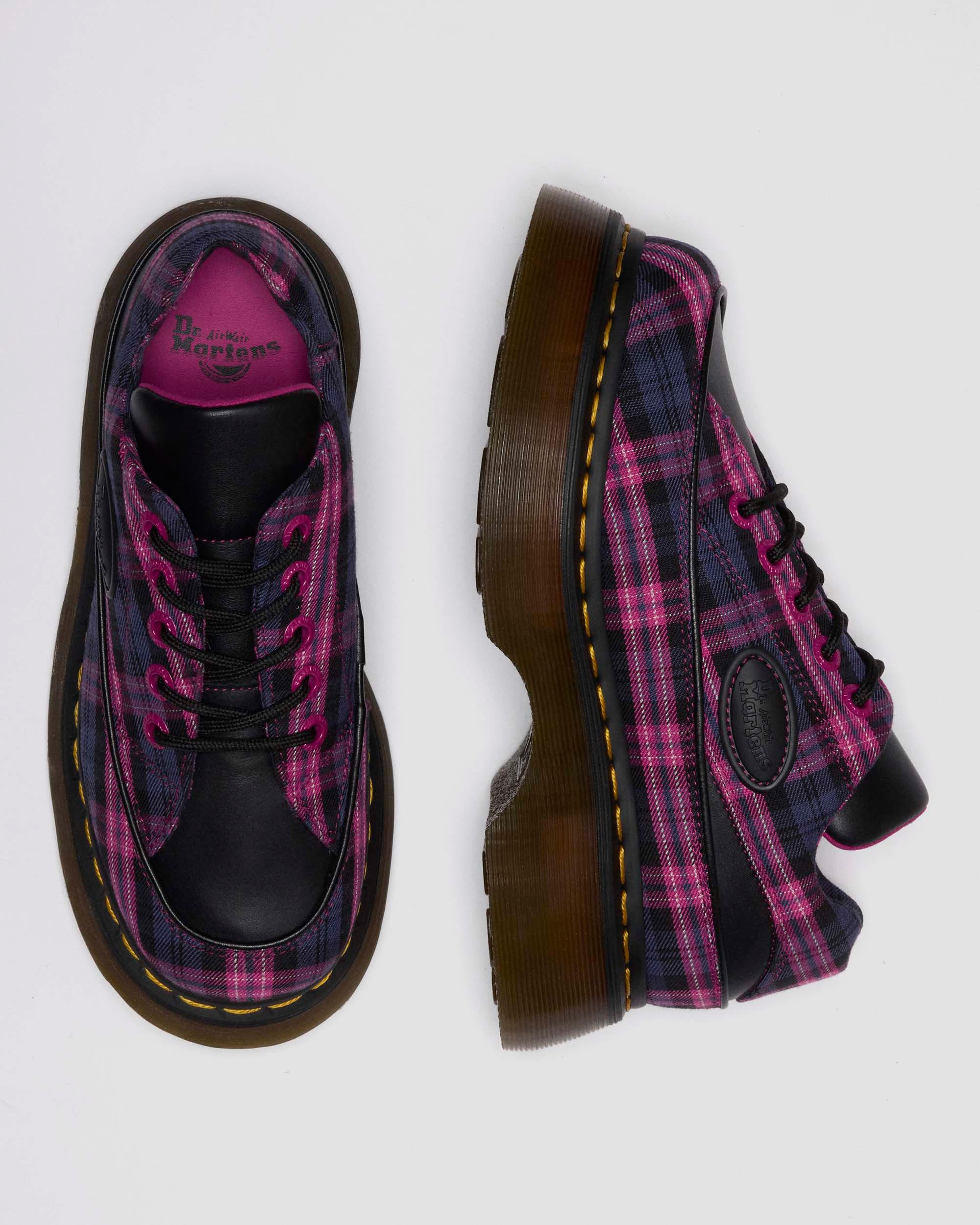 BUZZ 5-EYE TARTAN & LEATHER LACE UP SHOES - 9