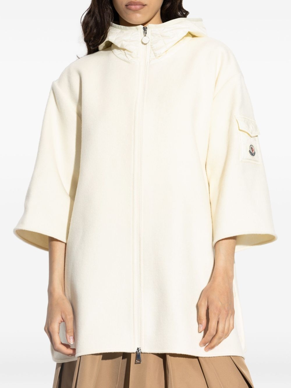 zip-up hooded cape - 3