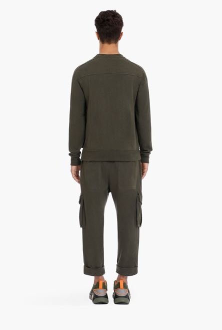 Khaki cotton sweatshirt with pockets - 3