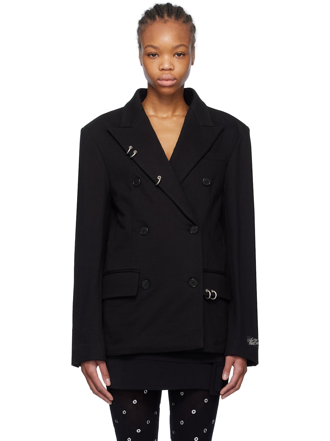 Black Pierced Jersey Blazer - 1