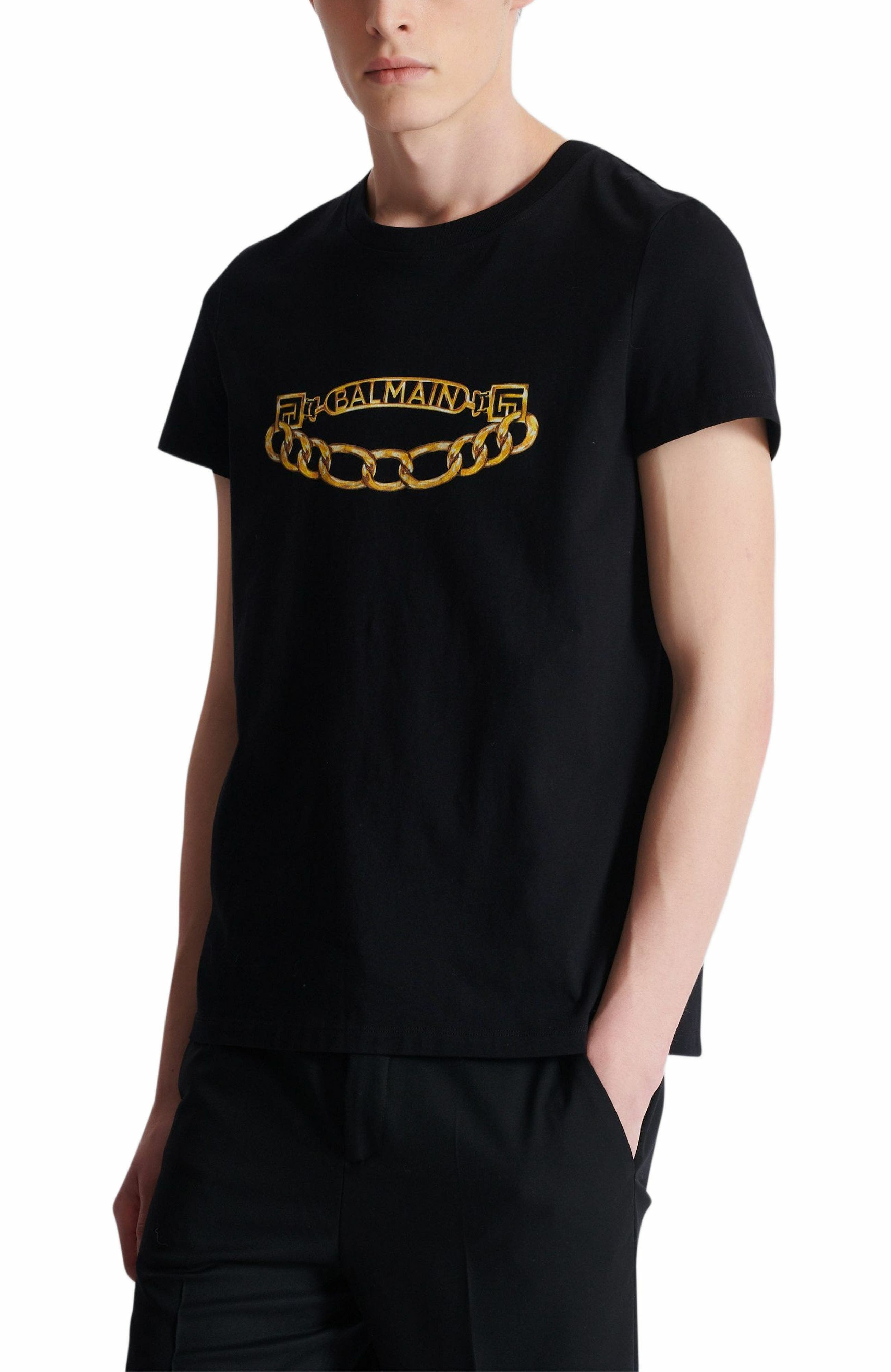 Balmain Chaînes Logo printed T-shirt in Black at Nordstrom - 4