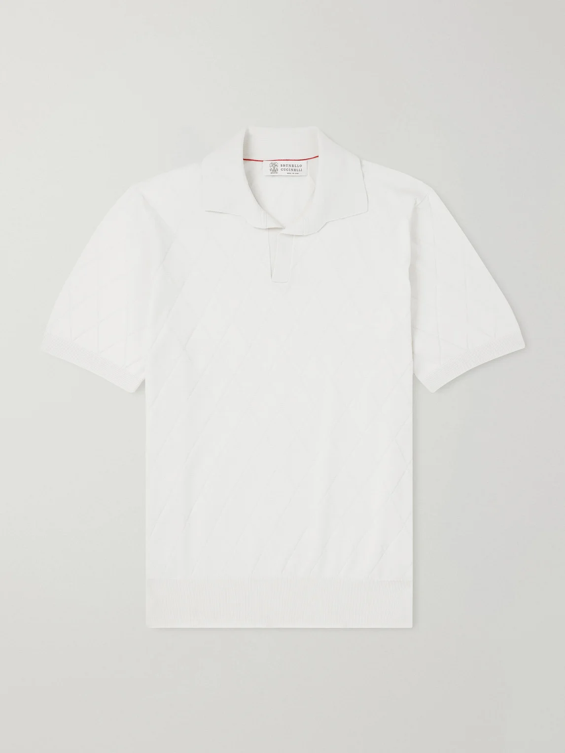 Open-Collar Knitted Cotton Polo Shirt - 1